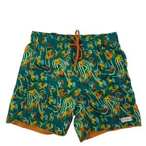 Cotopaxi Board Shorts Boys Medium Green Blue Swim Trunks Toucan Bird DO GOOD